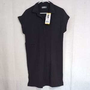 Hi-Tec Black Cap Sleeve Shift Dress Knee Length Size Small New with Tags